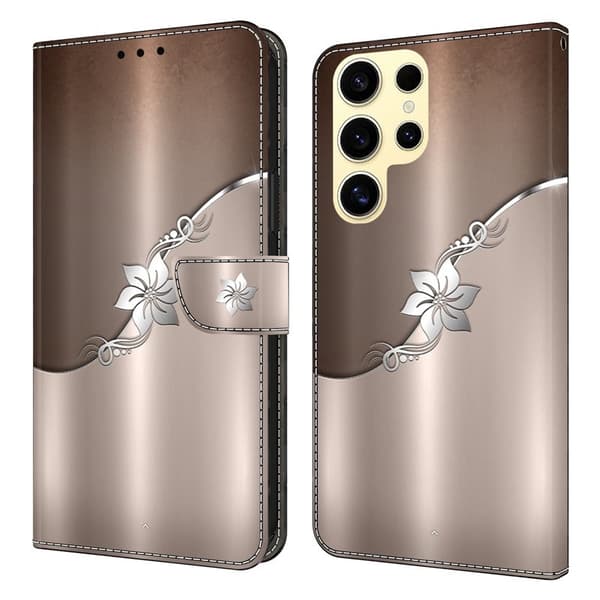 Samsung Galaxy S26 Ultra Plånboksfodral Magnetisk Lås Konstläder - Silver