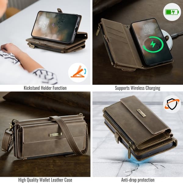 CASEME Konstläder Plånboksfodral för Samsung Galaxy S20 FE - RFID-Skydd, Brun