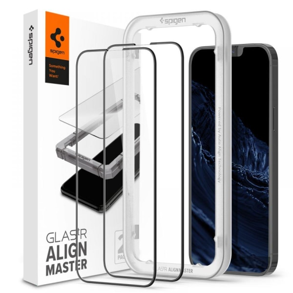 Spigen [2-PACK] iPhone 14 Plus/13 Pro Max Härdat Glas Skärmskydd Svart