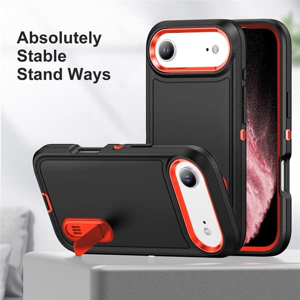Mobilskal till iPhone Air Kickstand Silikon - Svart/Orange Svart
