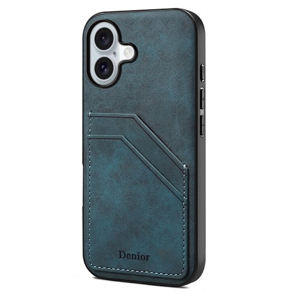 DENIOR Mobilskal till iPhone 16 Plus PU Läder + TPU + PC - Blå