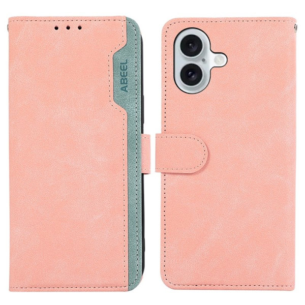 ABEEL iPhone 16 Plus Plånboksfodral RFID Skydd Konstläder - Rosa