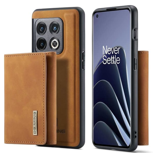 DG.MING OnePlus 10 Pro 5G Konstläder Plånboksfodral Magnetisk Brun