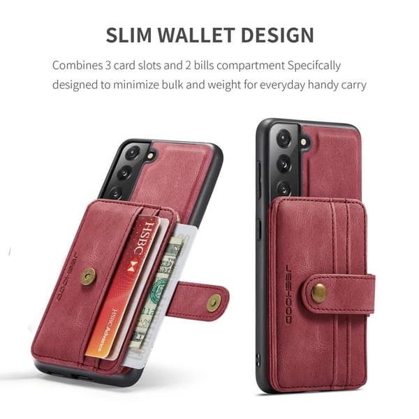 JEEHOOD Detachable Walletskal för Samsung Galaxy S20 Plus Röd