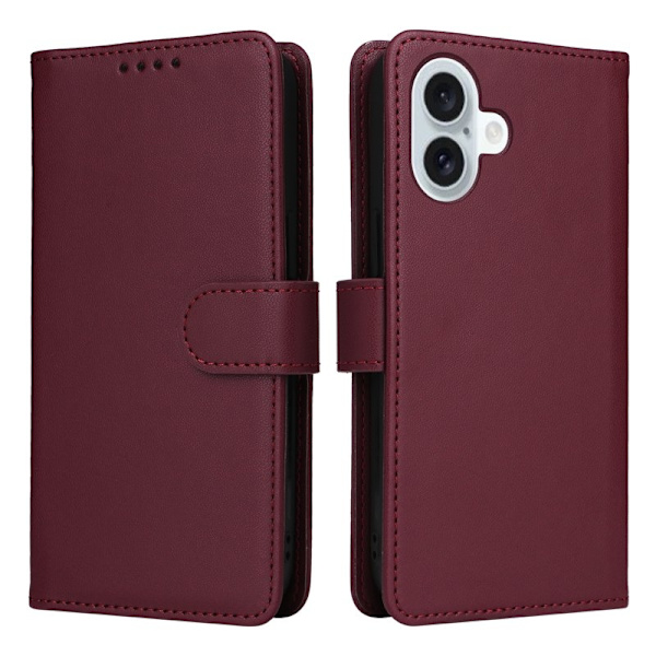 BETOPNICE iPhone 16 Plus Plånboksfodral - Avtagbart Konstläder - Vinröd
