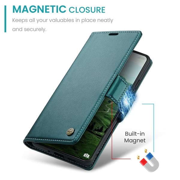 CASEME Xiaomi 14 Pro Plånboksfodral Konstläder RFID-Skydd Grön