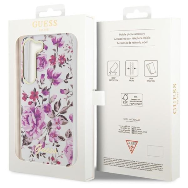 Guess Galaxy S23 Mobilskal Flower Collection - Hvid