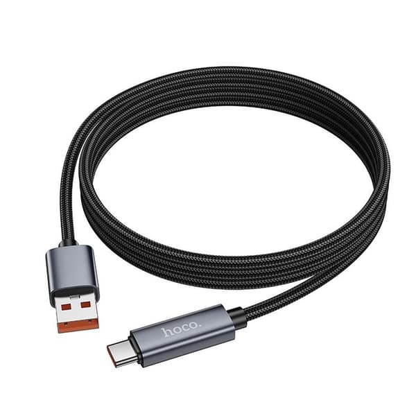 HOCO USB-A til USB-C Kabel 5A 1m med Skærm X112 - Sort Svart