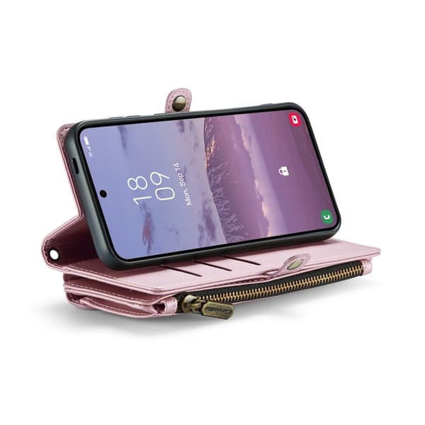CASEME Plånboksfodral Konstläder för Samsung Galaxy S24 FE - Rosa