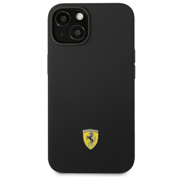 Ferrari iPhone 14 Plus Skal Silikon Metal Logo - Sort Black