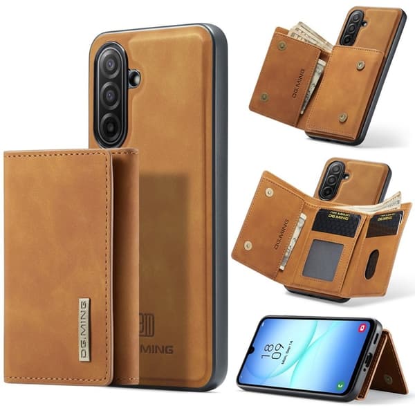 DG.MING Samsung Galaxy A17 5G Konstläder Plånboksfodral Brun