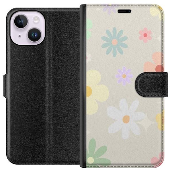 Plånboksfodral till Apple iPhone 15 med fejdande blommor