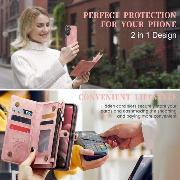 CASEME 008 Samsung Galaxy A36 5G Plånboksfodral Konstläder med Rosa