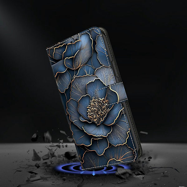 Plånboksfodral för Samsung Galaxy S26 Ultra Fällbart Ställ - Blå Guld Pion