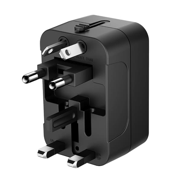 Wozinsky Universal Reseadapter 24W 2xUSB-A EU/US/AUS/UK- Svart
