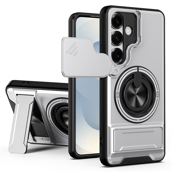 Mobilskal till Galaxy S25 Plus MagSafe med Camera Lens Slider Ringhållare Silver Silver