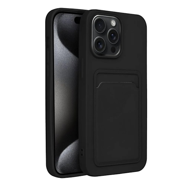 iPhone 15 Pro Mobilskal Korthållare - Svart Svart