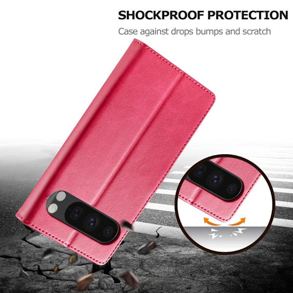 LC.IMEEKE Google Pixel 9 Pro Plånboksfodral Shockproof Konstläder - Rosa