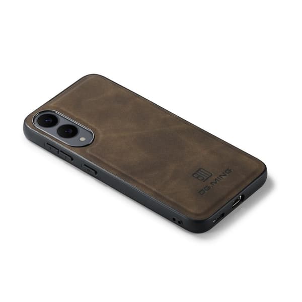 DG.MING Mobilskal till Samsung Galaxy S25 Edge PU Läder Hybrid Brun