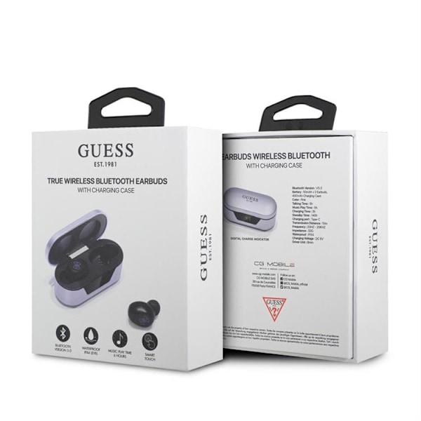 Guess TWS Bluetooth 5.0 Hörlurar + Dockningsstation - Lila