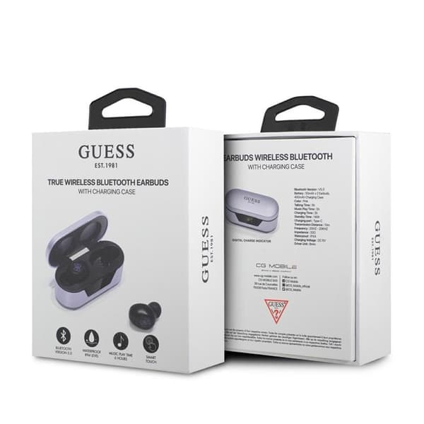 Guess TWS Bluetooth 5.0 Hovedtelefoner + Ladestation - Lilla Lila