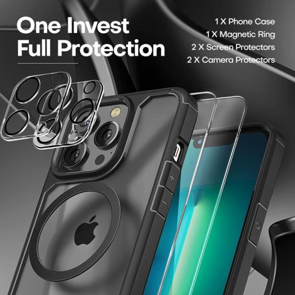 [6in1] Boom iPhone 13 Pro Cover - Kameralinsebeskyttelse - Hærdet glas -