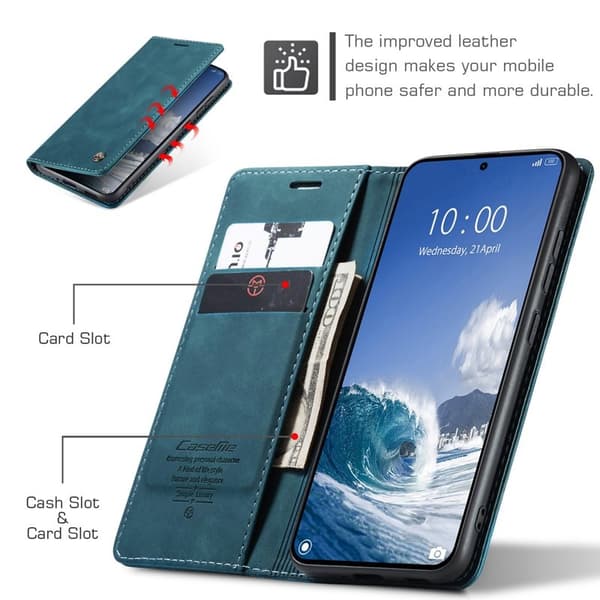 CASEME 013 Plånboksfodral för Xiaomi 15 - KonstLäder - Blå