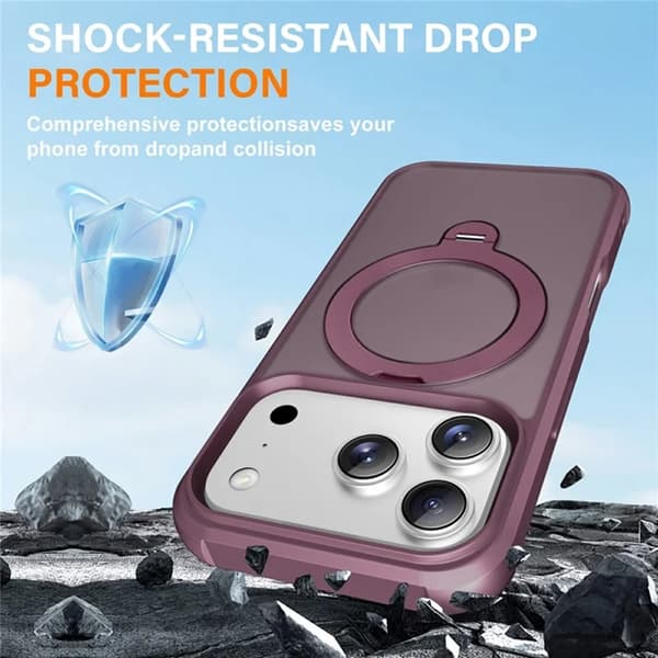 Mobilskal till iPhone 17 Pro Max MagSafe Kickstand TPU + PC - Vinröd Vinröd