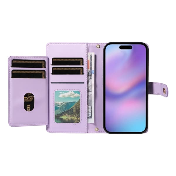iPhone 17 Plånboksfodral Rhombus Läder - Lila Lila