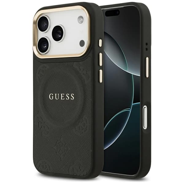 Guess Telefontaske til iPhone 17 Pro Magsafe Peony Hot Stamp - Sort Svart