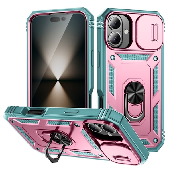 Mobilskal till iPhone 17 Slide Camshield Kickstand - Rosa/Grön Rosa