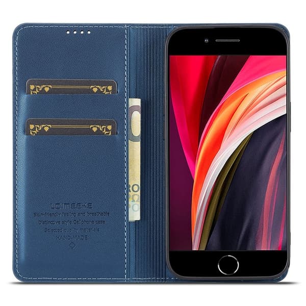 LC.IMEEKE L1 Series iPhone 16e Plånboksfodral Konstläder - Blå