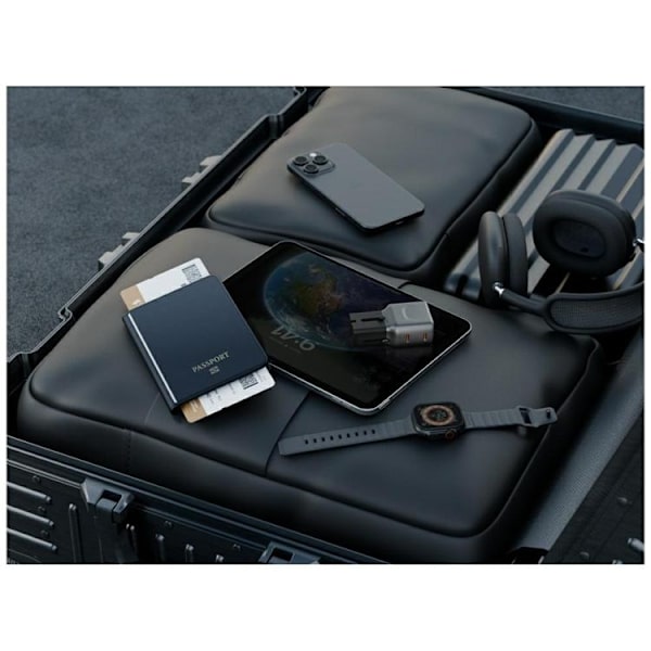 Energea Hurtigoplader 45W 2xUSB-C TravelGo - Grafit Sort Grå
