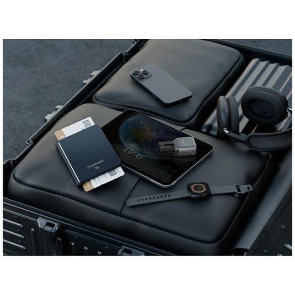 Energea Snabbladdare 45W 2xUSB-C TravelGo - Grafitsvart Grå