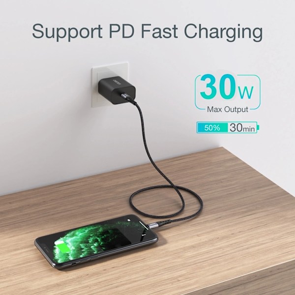 Choetech USB-C till Lightning kabel MFi 1.2m lång - Svart Svart