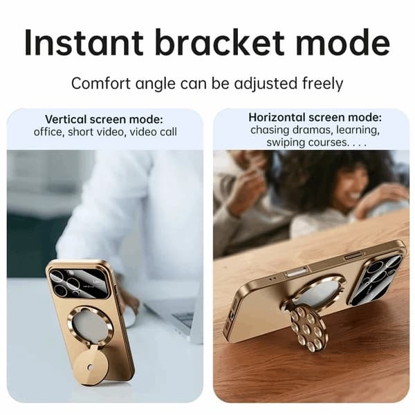Mobilskal till iPhone 14 Pro Max Magsafe Sugkopphållare Kickstand - Brons Guld