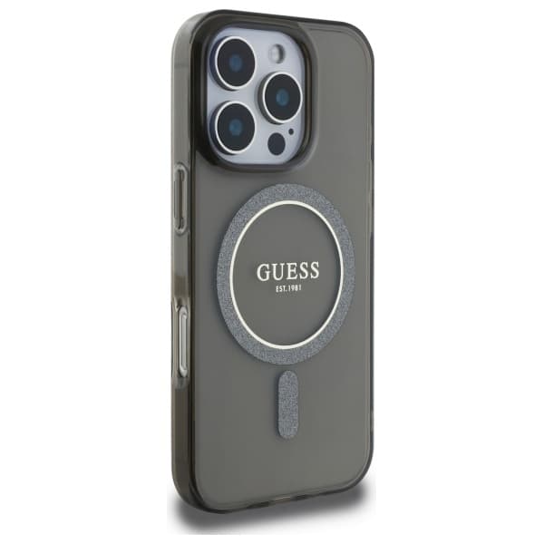 Guess Mobilskal till iPhone 16 Pro Max MagSafe IML Glitter Circle - Svart Black
