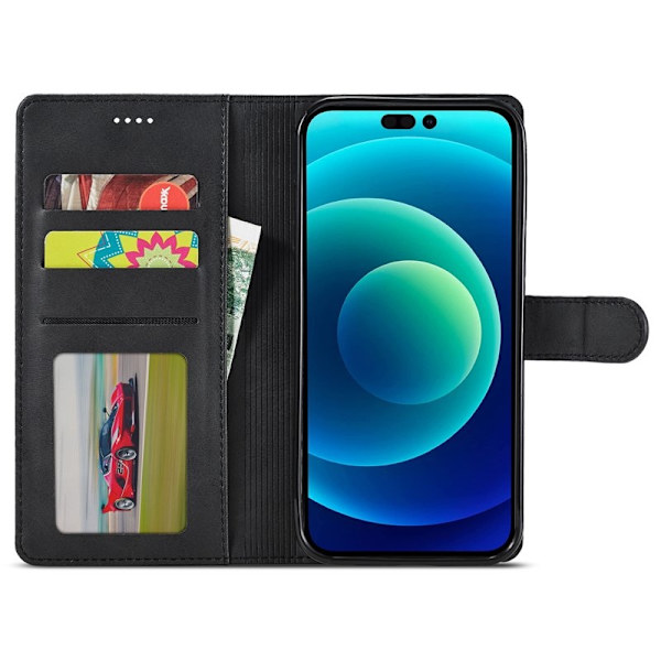 LC.IMEEKE Plånboksfodral iPhone 15 Plus - Konstläder - Svart