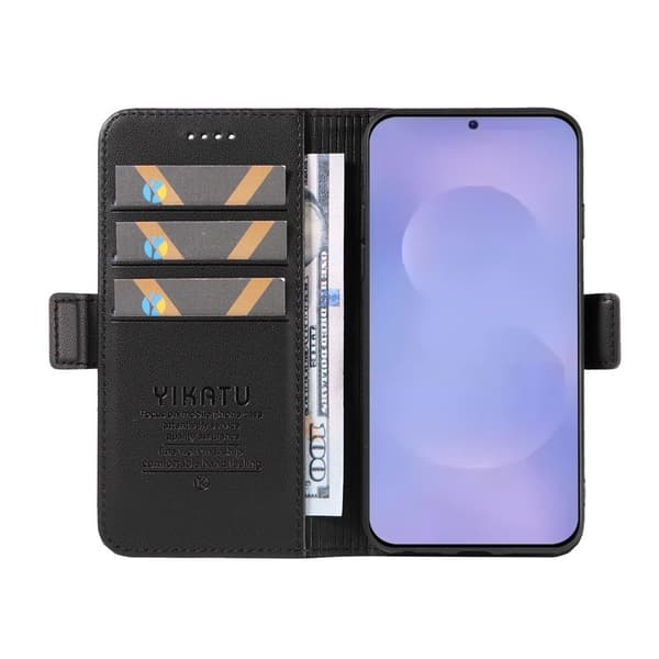 YIKATU Samsung Galaxy S26 Plus Plånboksfodral Konstläder Ställ - Svart
