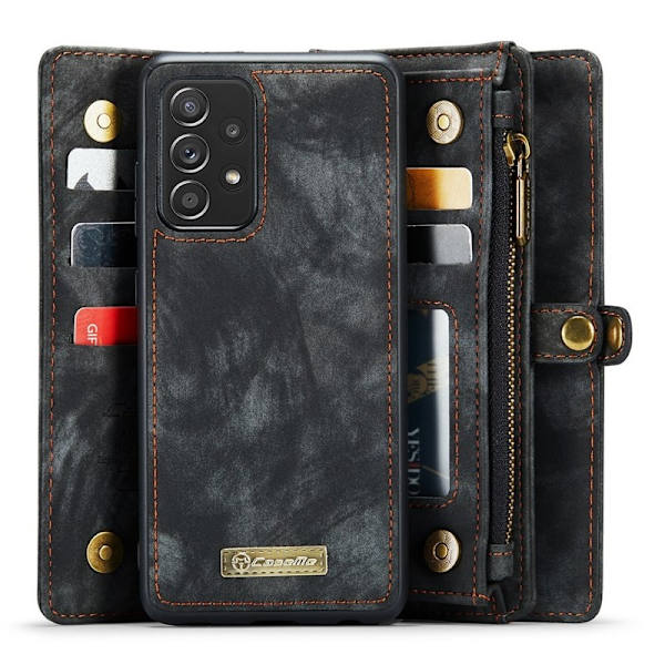 CASEME Multi-function Wallet TPU + KonstLäder Mobilskal - Svart