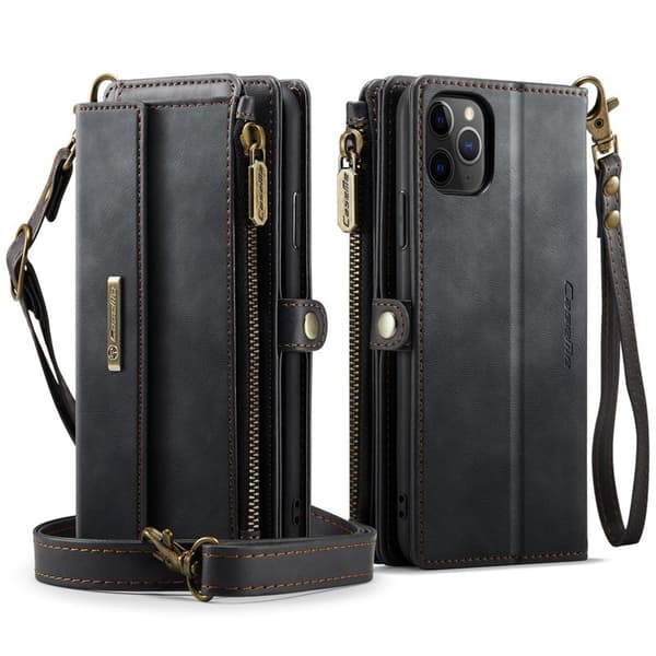 CASEME iPhone 11 Pro Plånboksfodral Konstläder med RFID-Skydd - Svart