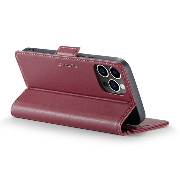 CASEME iPhone 12 Pro Max Plånboksfodral Konstläder RFID-Skydd Röd