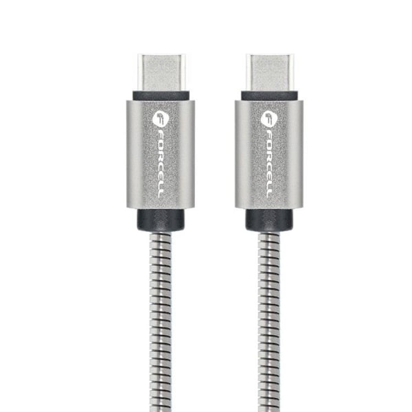 Forcell USB-C till USB-C kabel C239 1m E-Mark Metal - Silver Silver