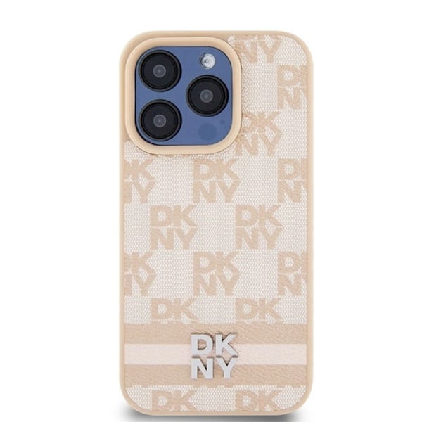 DKNY iPhone 15 Pro Max Mobilskal Läder Checkered Mono Pattern