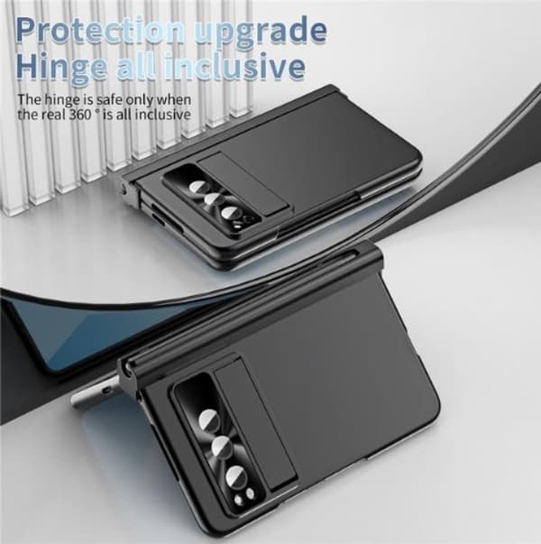 Mobilskal till Google Pixel Fold Electroplating Kickstand med Pennfack - Svart Svart