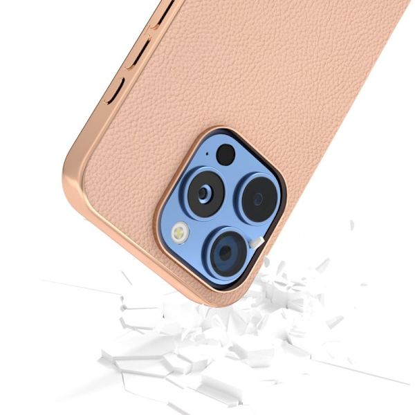ABEEL iPhone 16 Pro Plånboksfodral Äkta Läder Rosa