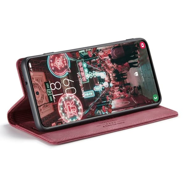 AUTSPACE A01 för Samsung Galaxy S22 5G Plånboksfodral Konstläder - Röd