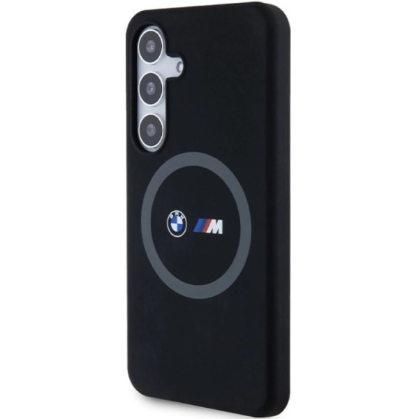 BMW Galaxy S24 Mobiltaske Magsafe M Silikone Printet Ring - Sort
