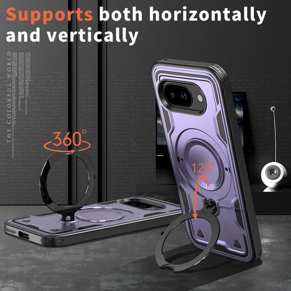 Mobilskal till Google Pixel 9a Militärskydd Plast Kickstand - Lila