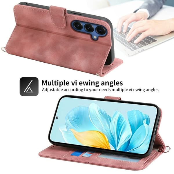 Samsung Galaxy S26 Plånboksfodral Blommönster Konstläder - Rosa
